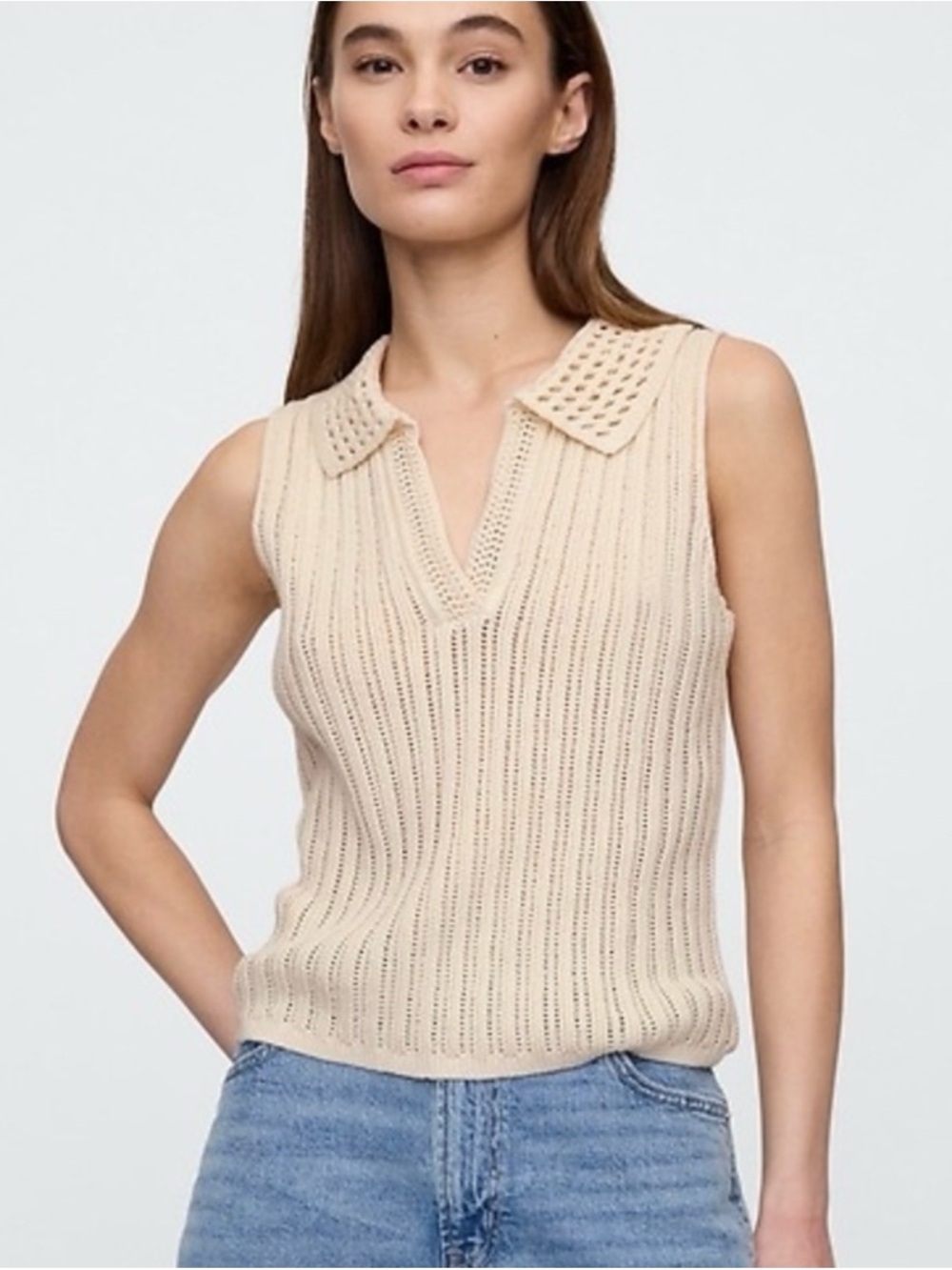 Gap Open-Stitch Collared Sweater Tank Top